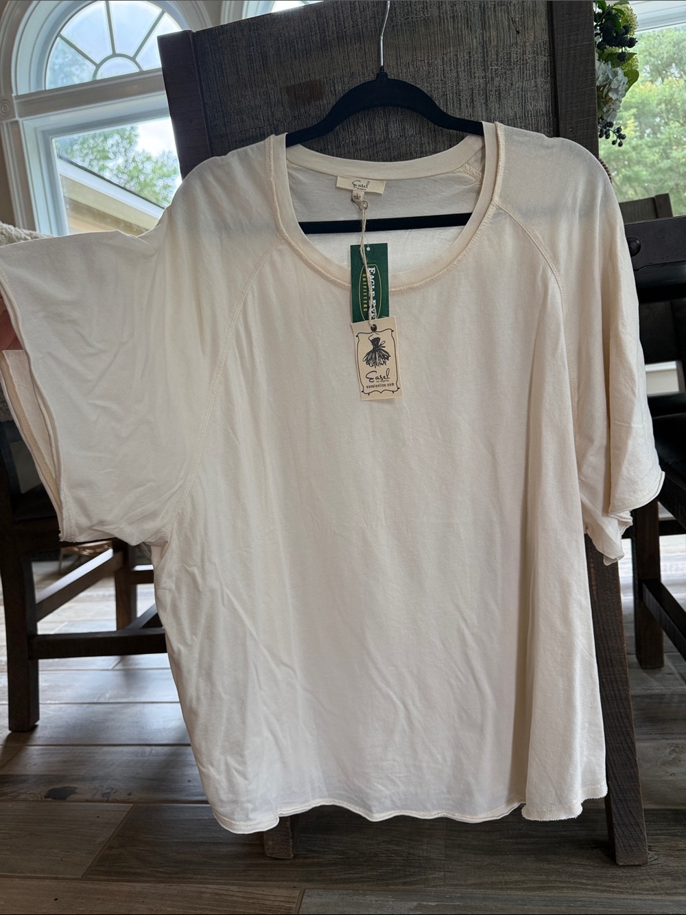 Easel Light Cream Short Sleeve Crewneck Tee
